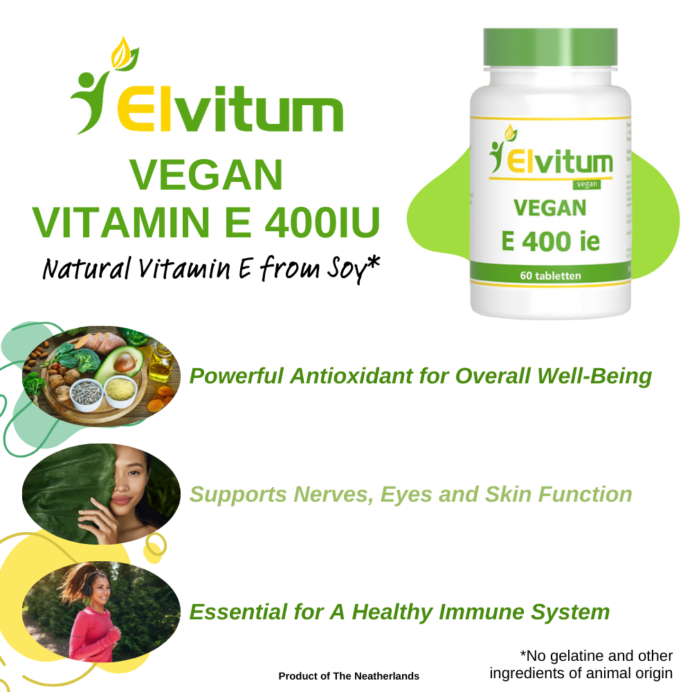 Elvitum Vitamin E 400IU VEGAN Tablets 60's (Exp: 02/2026)