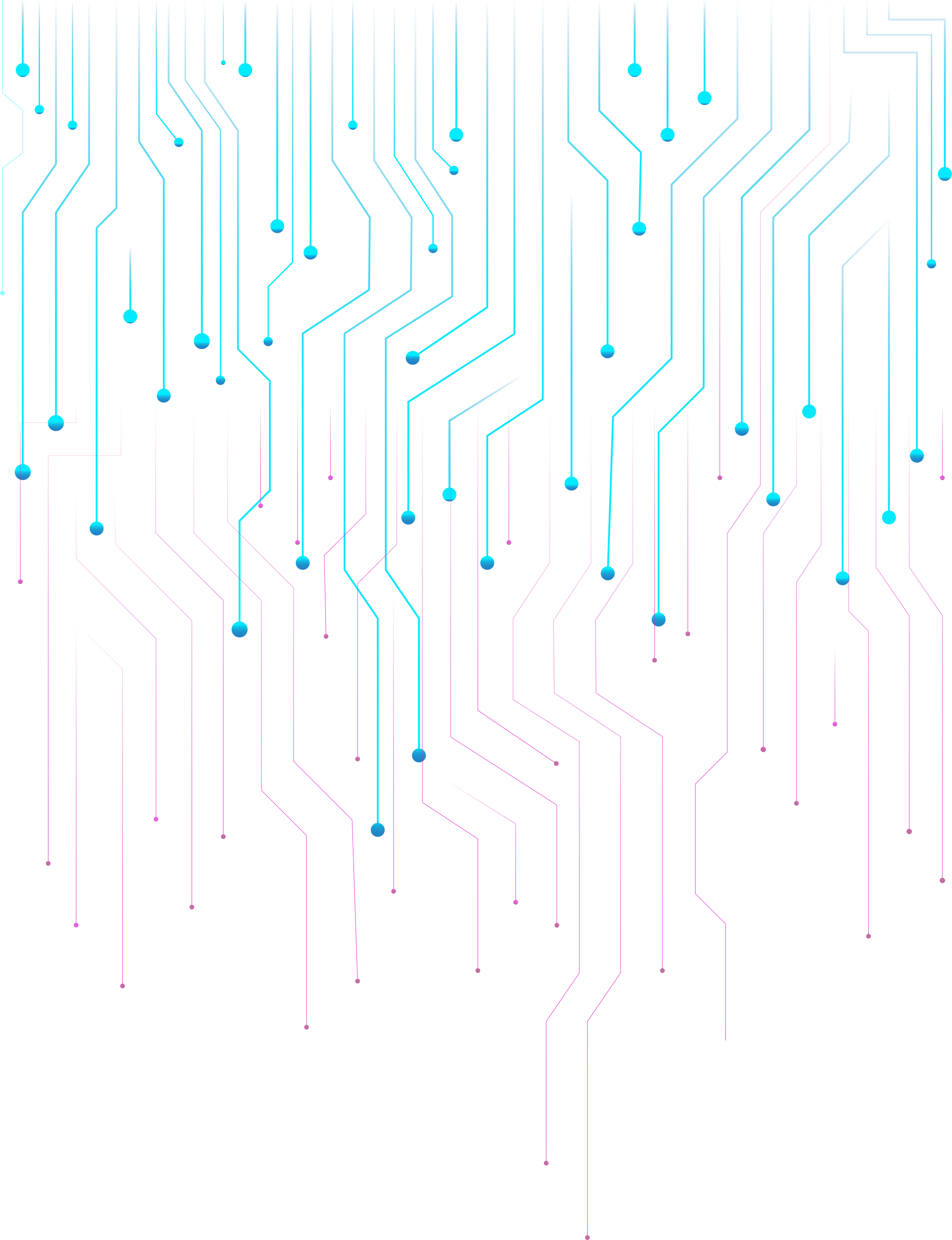 Image abstraite illustrant, par des lignes et des points, l’idée de la connexion. 2 pictogrammes apparaissent au bout de certaines connexions. L'un représente la création, l'écriture et l'idée avec la plume, l'ampoule et les points vectoriels. L’autre pictogramme représente l’idée de la construction, de la structure et du process par 3 rouages qui s’imbriquent.