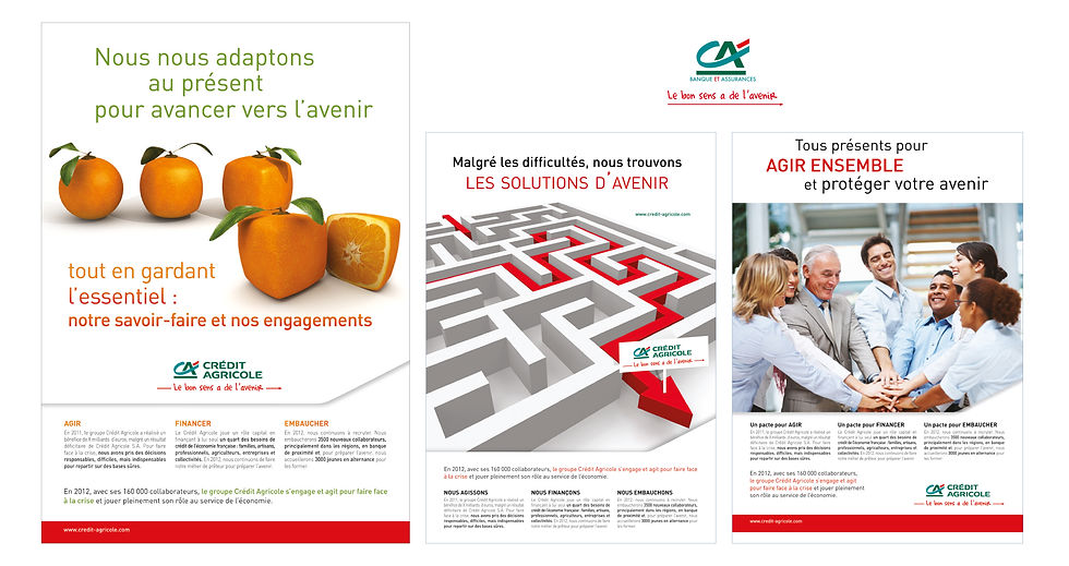 3 affiches conceptuelles pour le Crédit Agricole.
