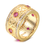Miniatura: Fashion Dubai Gold Boho Ring Double Row Micro-wax Inlay Natural Zircon Ring
