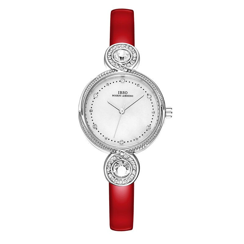 Miniatura: Quartz Watch Genuine Leather Strap Quartz Crystal Diamonds Montre Femme