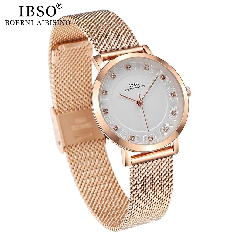 Miniatura: IBSO Quartz Watch Set Rose Gold Crystal Design Bracelet Necklace Watch Sets