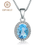 Thumbnail: Ballet Natural Swiss Blue Topaz Gemstone 925 Sterling Silver Classic Necklace