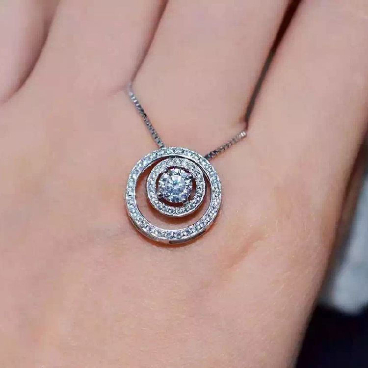 Thumbnail: White VS2 Diamond Pendant S925 Sterling Silver Necklace 