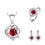 الصورة المصغرة: Silver 925 Ruby Heart shaped Ring Drop Earrings Necklace Jewelry Set