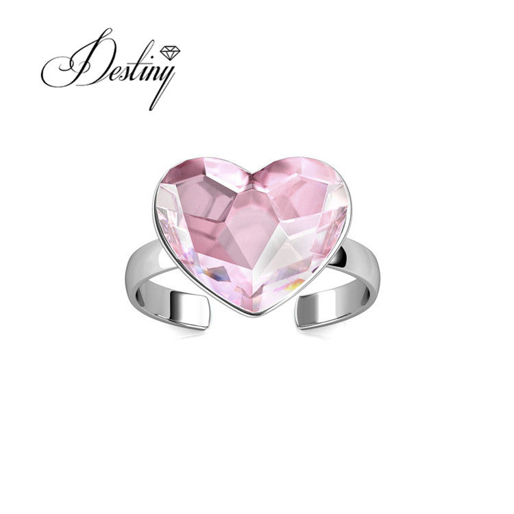 Прев'ю: Latest hot pink heart adjustable ring with crystals