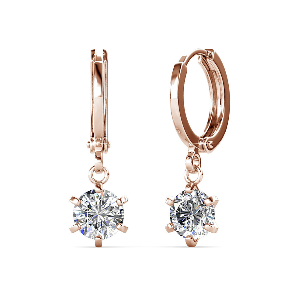 Прев'ю: Fashion 925 Sterling Silver Hoop Round Earring Made With Swarovski Crystals