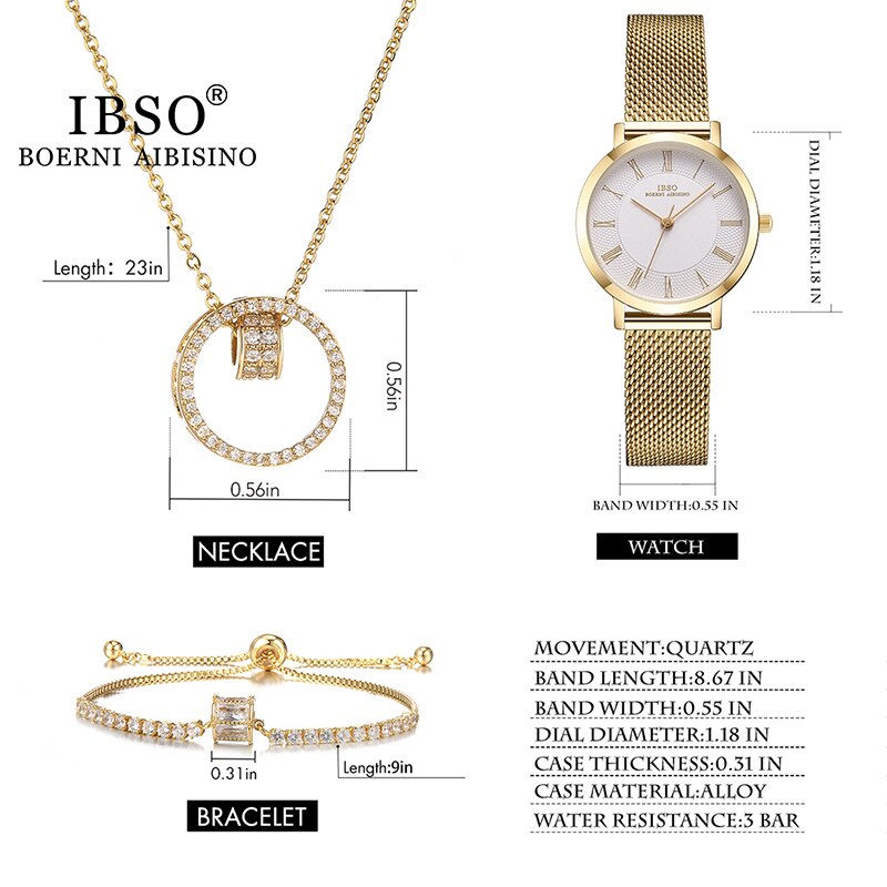 Thumbnail: Gift Watch Set Fashion Bow-Knot Stainless Steel Mesh Belt Quartz Watch Gift Set