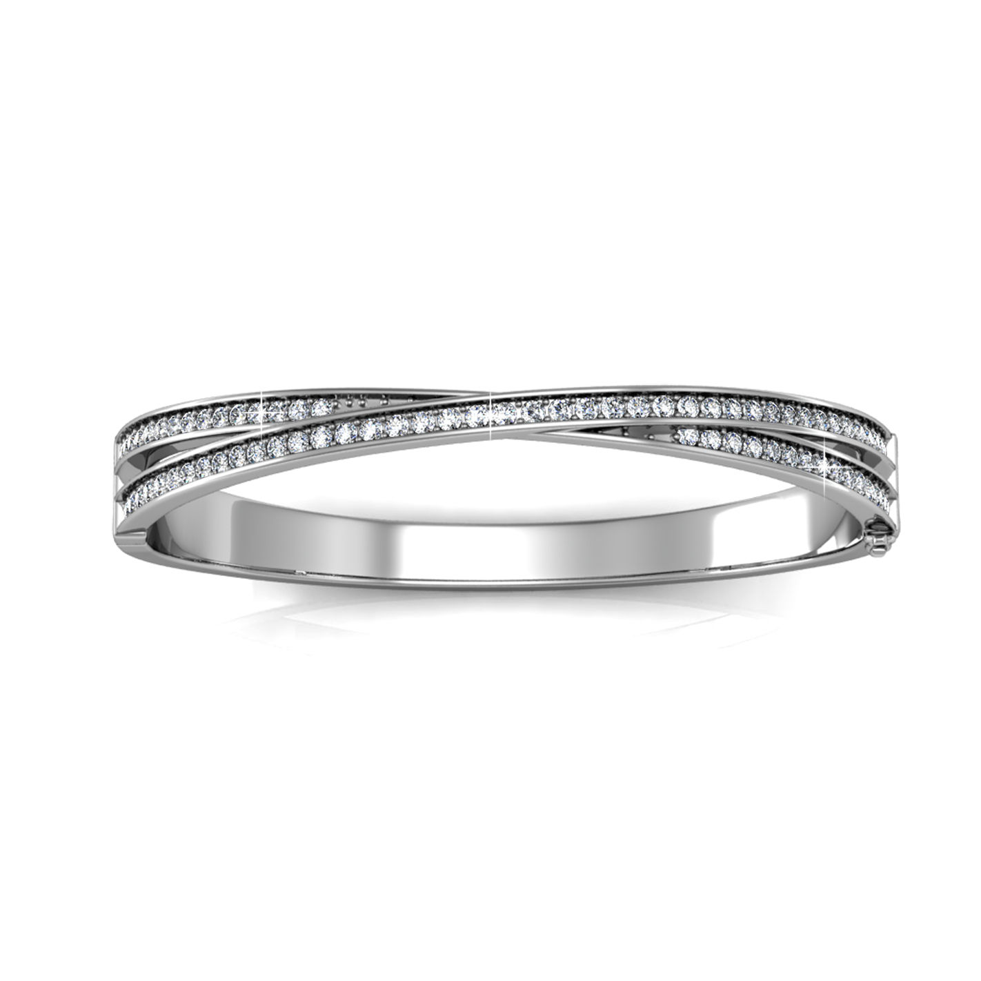 18k Gold Plated Cross Bangle Bracelet Made With Premium Austrian Crystals