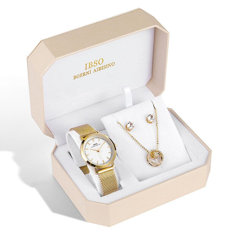 Miniatura: Romantic Luxury Zircon Necklace And Earrings Watch Set Japanese Movement