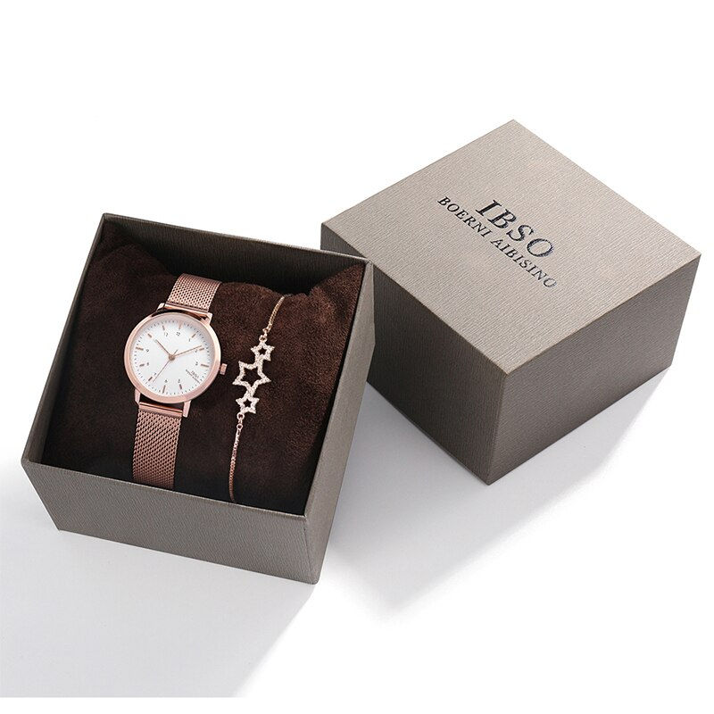 Miniatura: Fashion Women Watch Star Bracelet Japan Quartz Movement Waterproof Rose Gold 