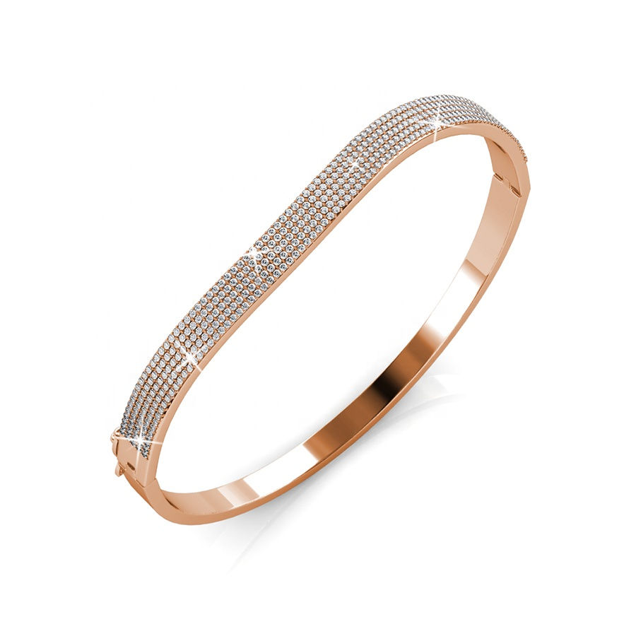 Прев'ю: 18k Gold Plated Fancy Jewelry Sparkling Wave Bangle Bracelet