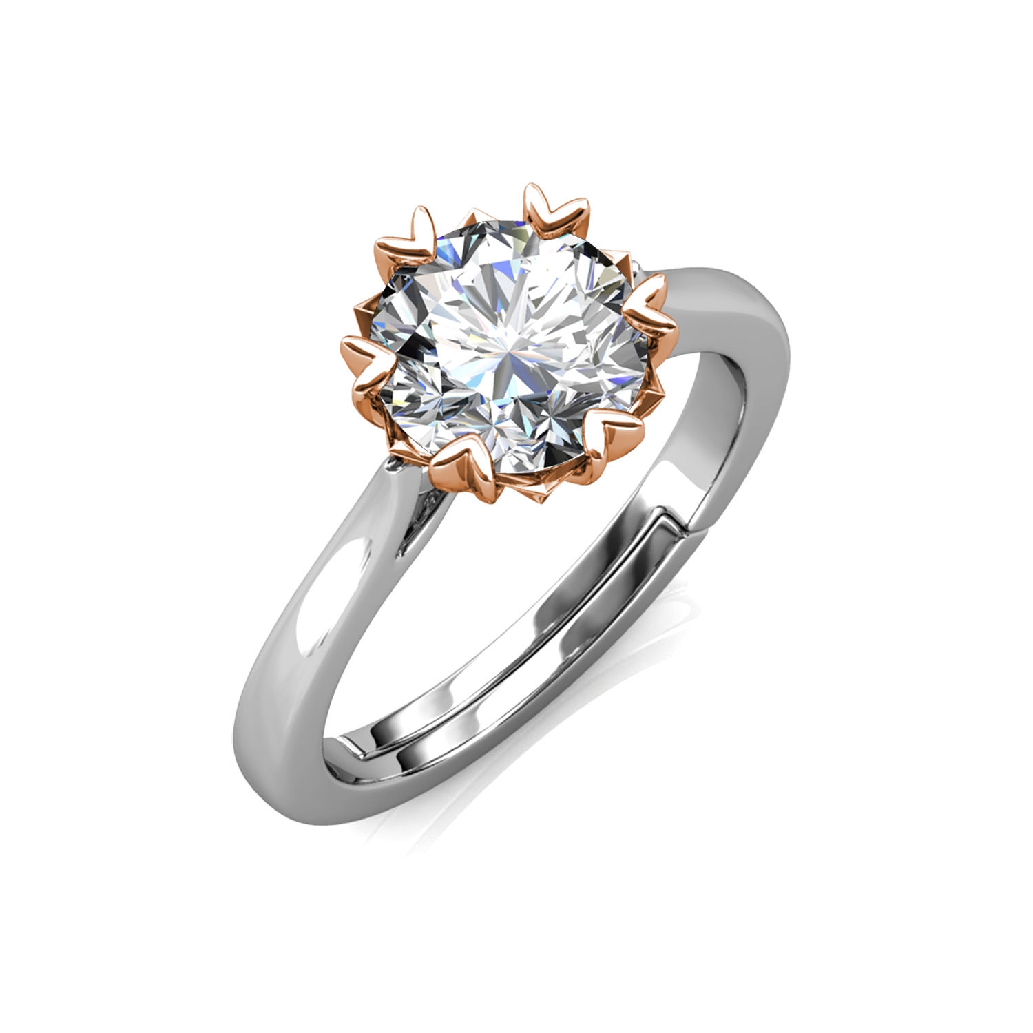 925 Sterling Silver 1 Carat GRA Moissanite Diamond Le Fond Heart Solitaire Ring