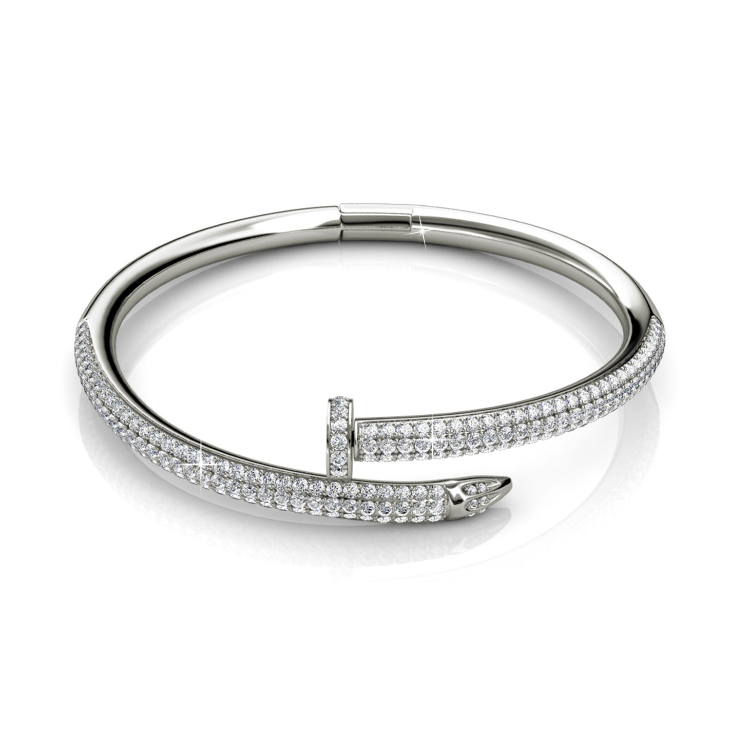 18K Gold Plated Famous Brands Designer Nail Bangle Bracelet With Finest Crystals