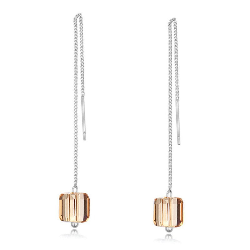 Miniatura: Crystals From Swarovski Elements Cubic Beads Long Chain Earrings 