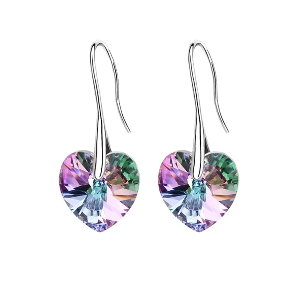 Miniatura: Drop Earrings Hanging Hearts Crystals From Swarovski 