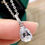 Thumbnail: 100% 925 Sterling Silver Pear Cut Created Moissanite Diamonds Gemstone Necklace 