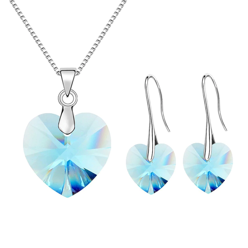 Thumbnail: Original Crystals From Swarovski Heart Necklaces Drop Earrings Jewelry Sets