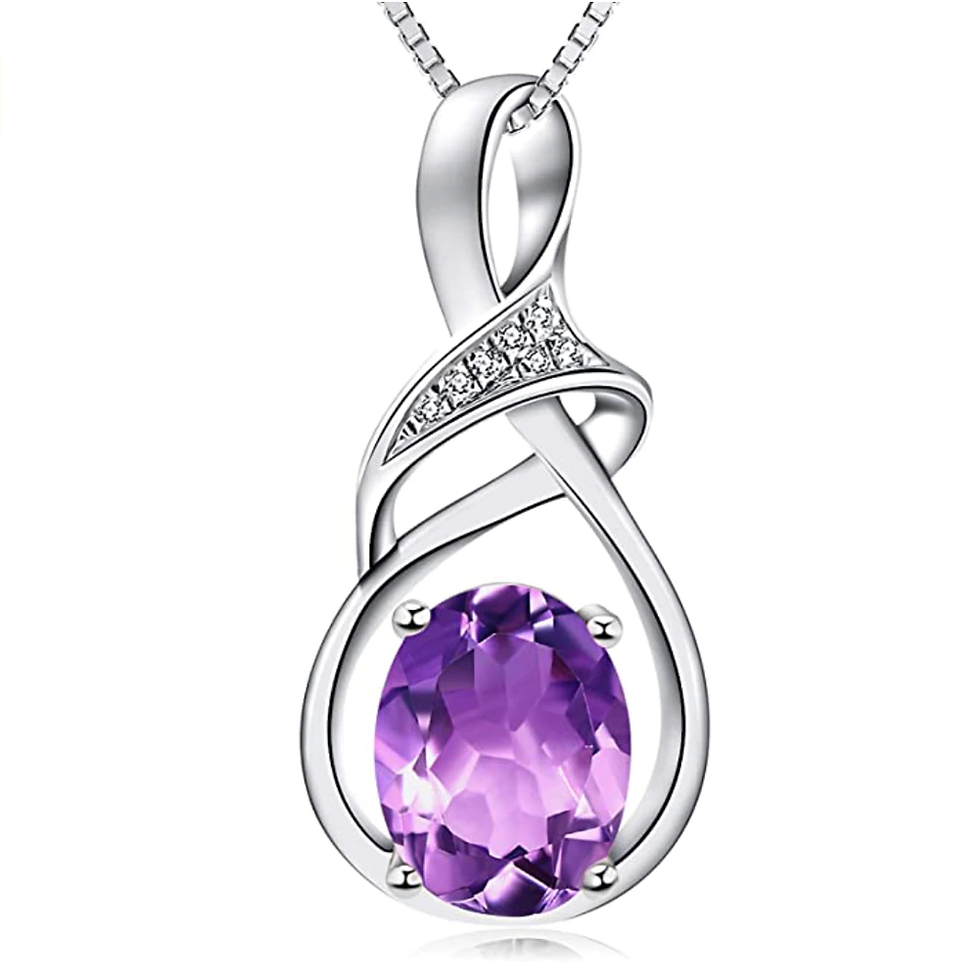 Миниатюра: Natural Gemstone Swiss Blue Topaz Amethyst Citrine Sterling Silver Necklace