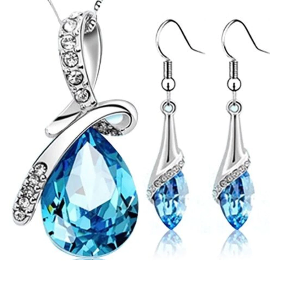 Natural Gemstone Swiss Blue Topaz Amethyst Citrine Sterling Silver Necklace Set