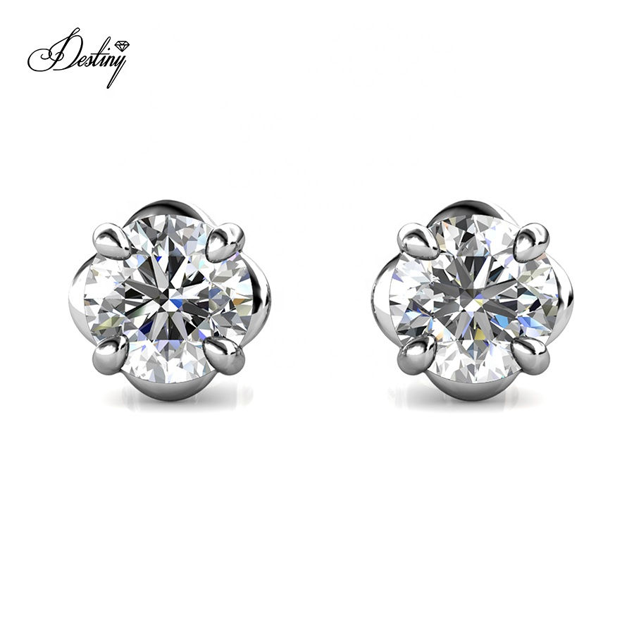 Прев'ю: Brilliant Quality Moissanite Diamond 925 Sterling Silver Elegant Rose Earring