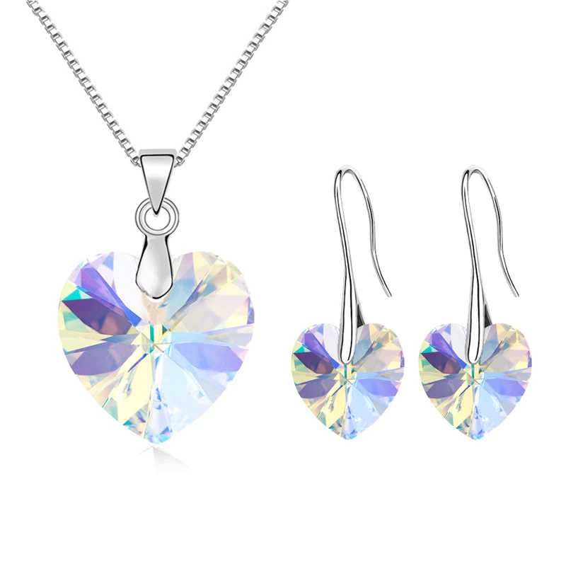 Thumbnail: Original Crystals From Swarovski Heart Necklaces Drop Earrings Jewelry Sets