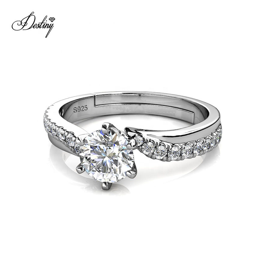Thumbnail: 1 Carat GRA Moissanite Diamond 925 Sterling Silver Les Solitaire Engagement Ring