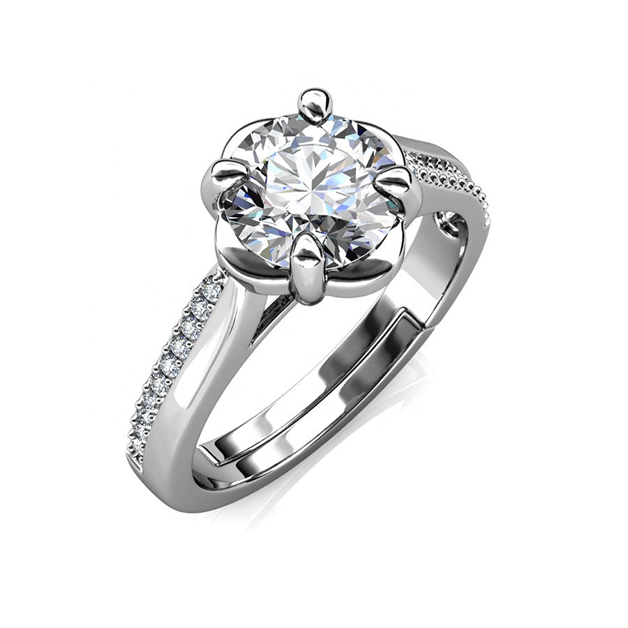Thumbnail: Ideal Cut Luxury 1 Carat Moissanite Diamond 925 Sterling Silver Solitaire Ring
