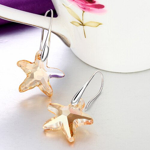 Thumbnail: Stars Drop Earrings Starfish Pendant Crystals From Swarovski 