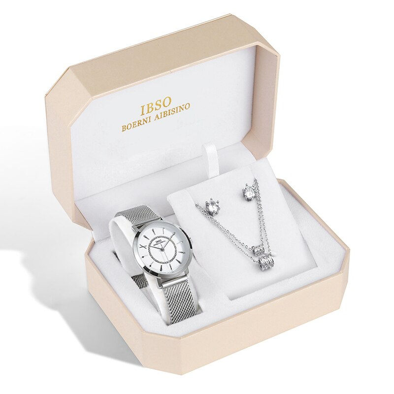 Miniatura: Luxury Octagonal Watch Set Lucky Bead Necklace And Rings Quartz 3Bar Waterproof