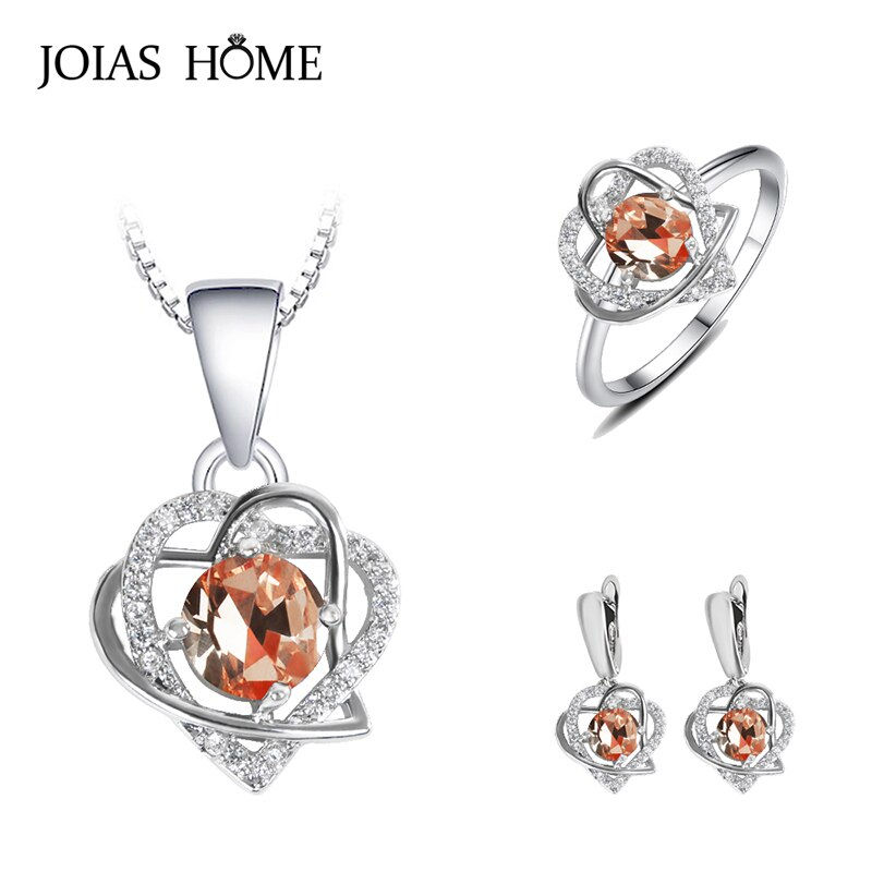 Miniatura: Silver 925 Ruby Heart shaped Ring Drop Earrings Necklace Jewelry Set