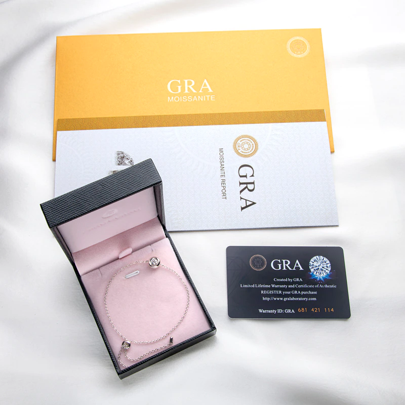 Miniatura: Real 0.5ct Moissanite 925 Sterling Silver High Quality Rose Gold Bracelets 