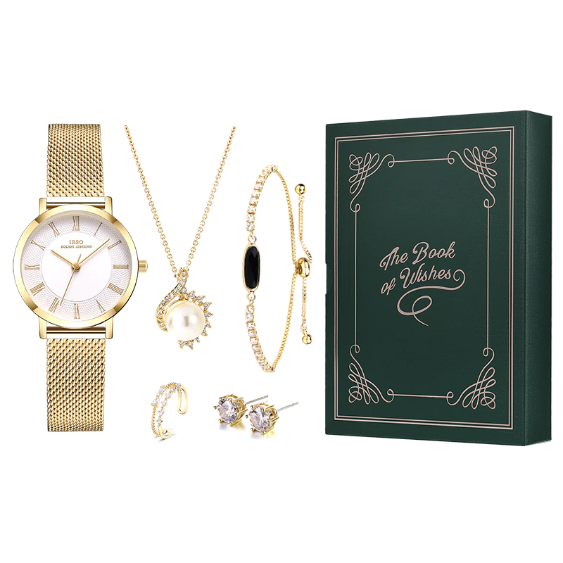 Miniature : Gold Set  Japanese Movement Natural Pearl Necklace Zircon Earrings And Bracelet