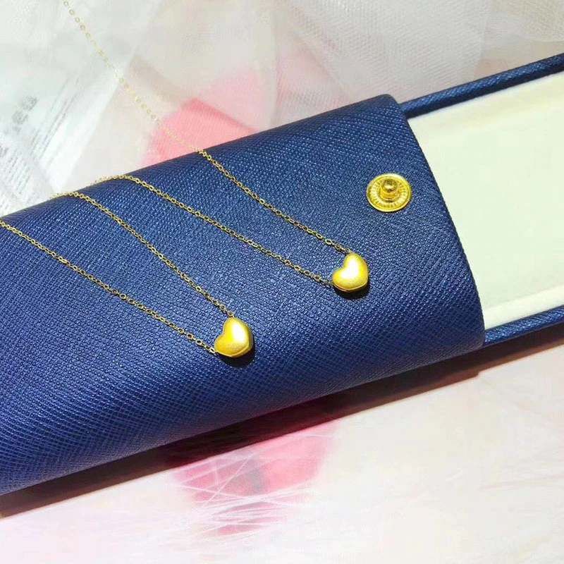 الصورة المصغرة: 999 Pure Gold Real 24K Gold Heart Necklace Solid 18K AU750 Gold Chain