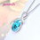الصورة المصغرة: 925 Sterling Silver Transparent Crystal Big Water Drop Pendant Necklaces Zircon 