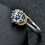 Thumbnail: Classic 18K Yellow Gold Ring Solitaire 1.5 Carat Moissanite Diamond  Silver 925