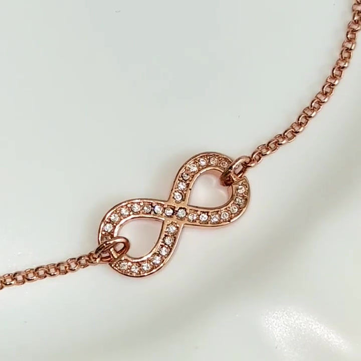 Прев'ю: 14K Gold Plated Infinity Endless Love Adjustable Silver Link Bracelet