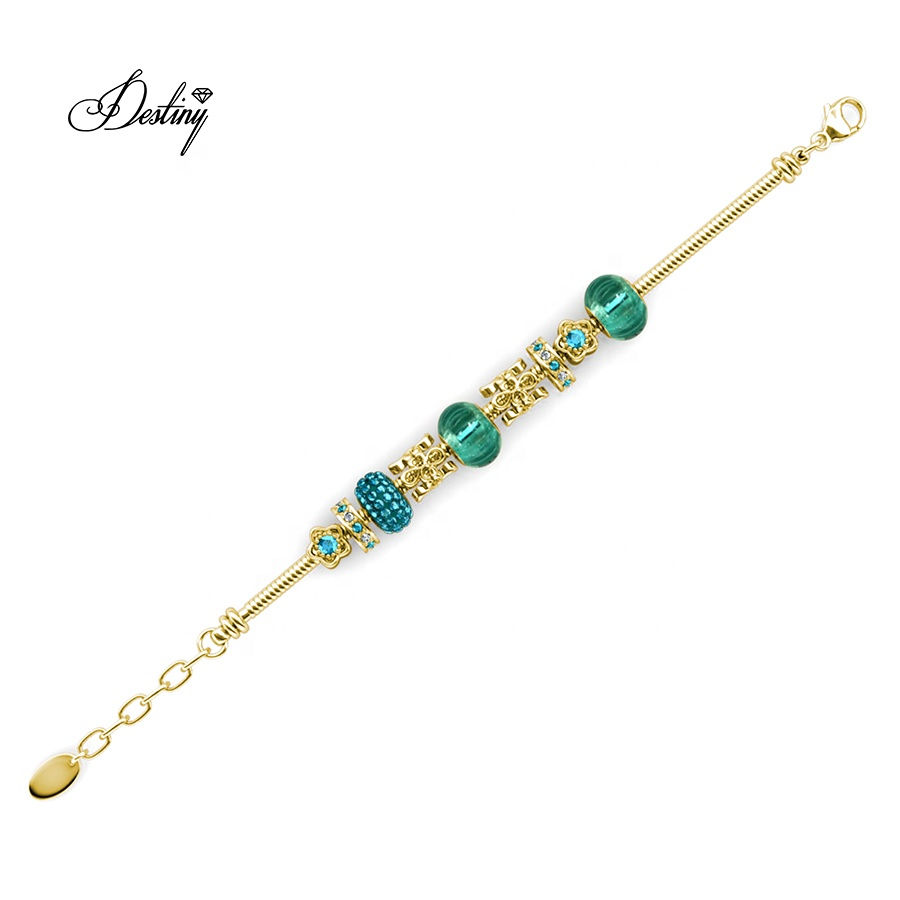 Прев'ю: Aurelie Emerald Charm Adjustable Bracelet With Premium Austria Crystals
