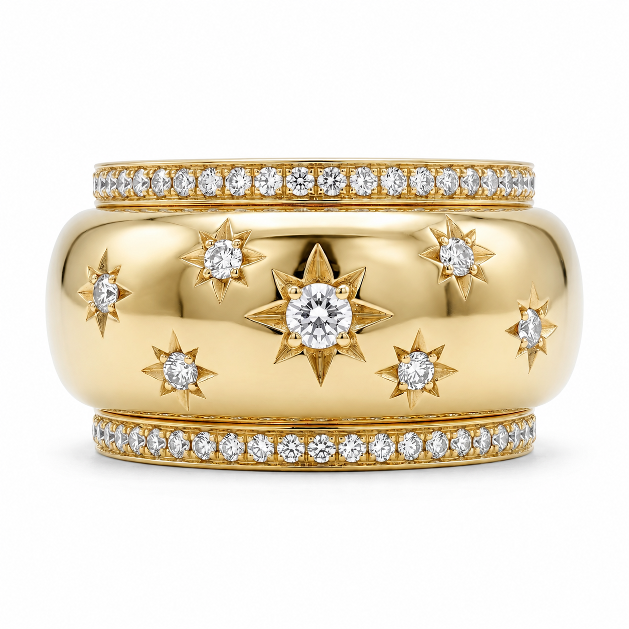 Gold Oura Ring Cover, White Stone Starburst Smart Ring Protector