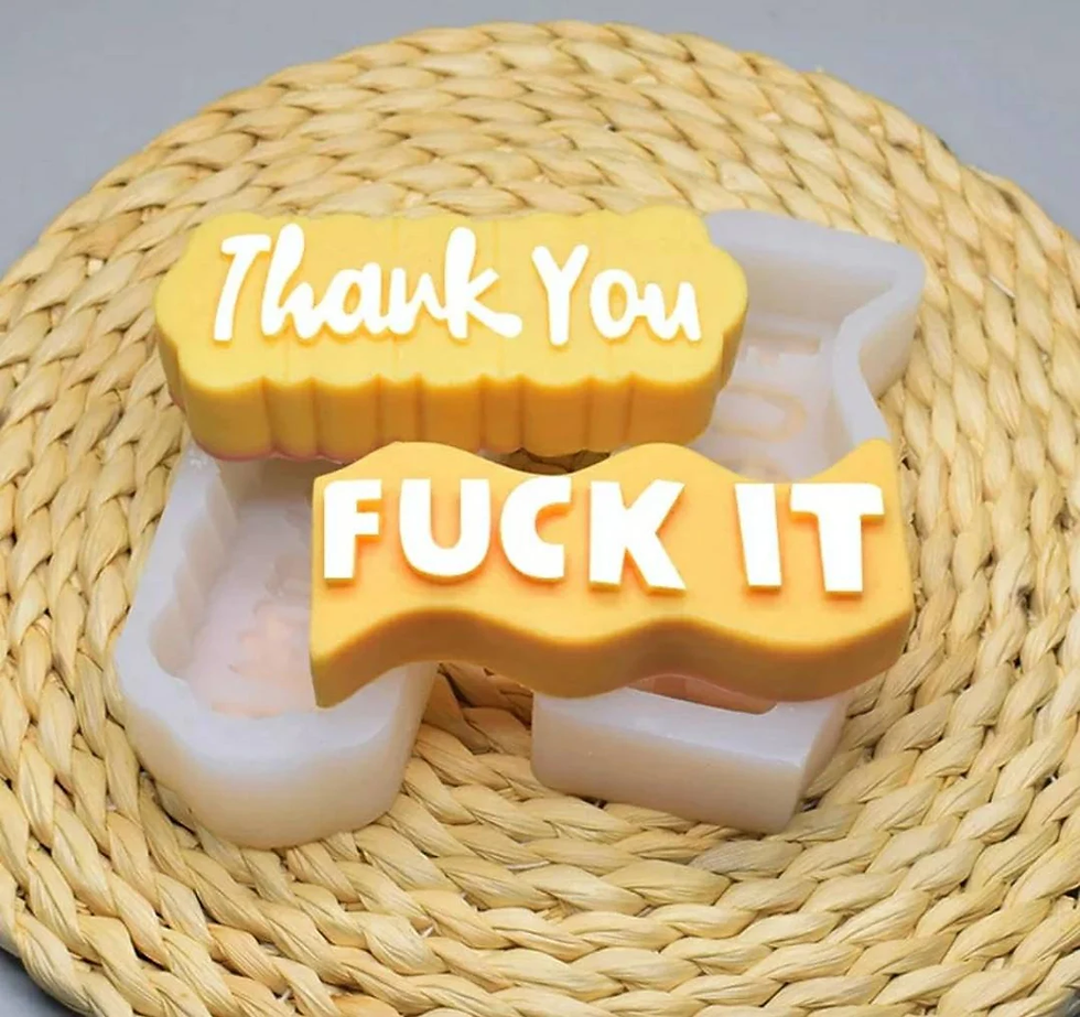 Thumbnail: swearing fuck it bitch kiss my ass shut up oh shit fuck off love be kind silicone candle mould resin mold