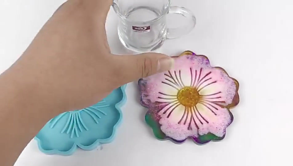 Thumbnail: flower silicone coaster mould for resin candle stand mold