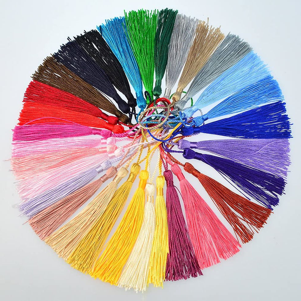 Thumbnail: Bookmark Tassel black purple white cream pink red blue green tassels Australian Supplier