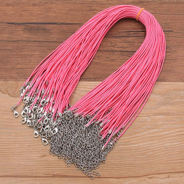 Pink leather cord wax braided necklace extension chain Australia Jewellery making supplies DIY