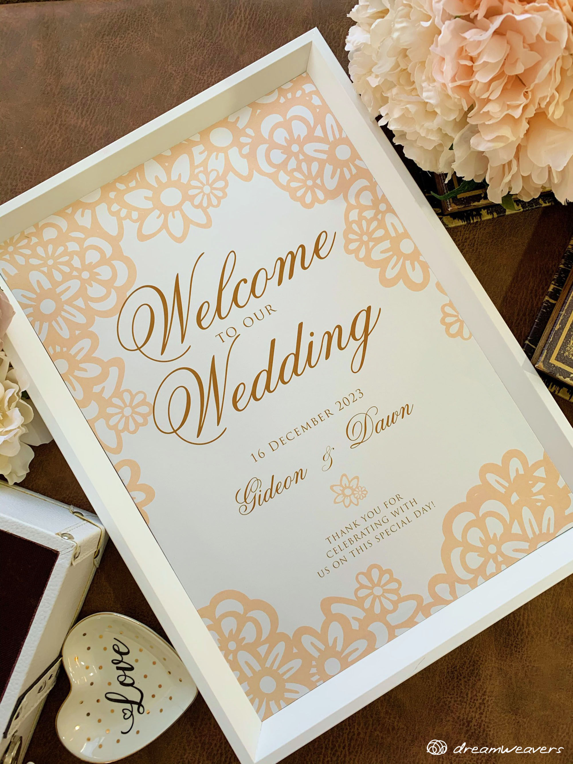 Garden Floral Welcome Signage with Frame