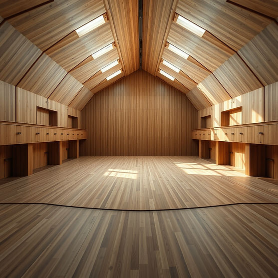 An open space, like a stage but dramatically cool with opportunity in the width. All made 