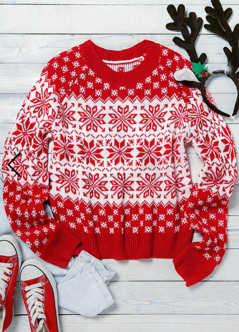 Miniatura: Saco Navidad Mujer Rojo Copos de Nieve