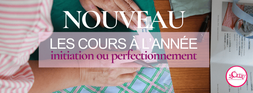 mains travaillant et texte "cours couture débutant rennes"