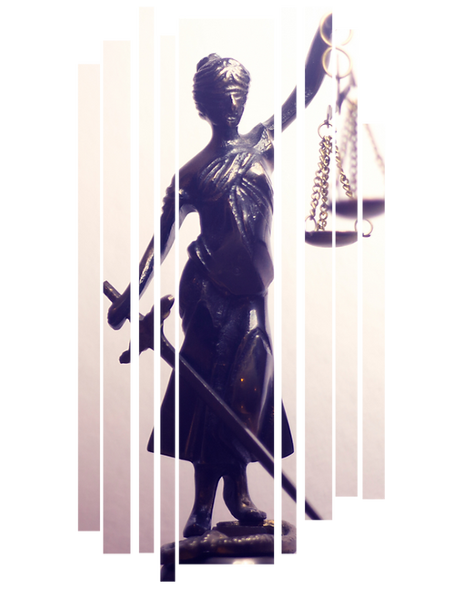 female attorney with weights staute