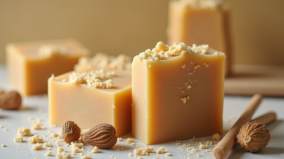 Close-up view of handcrafted soap bars with natural ingredients