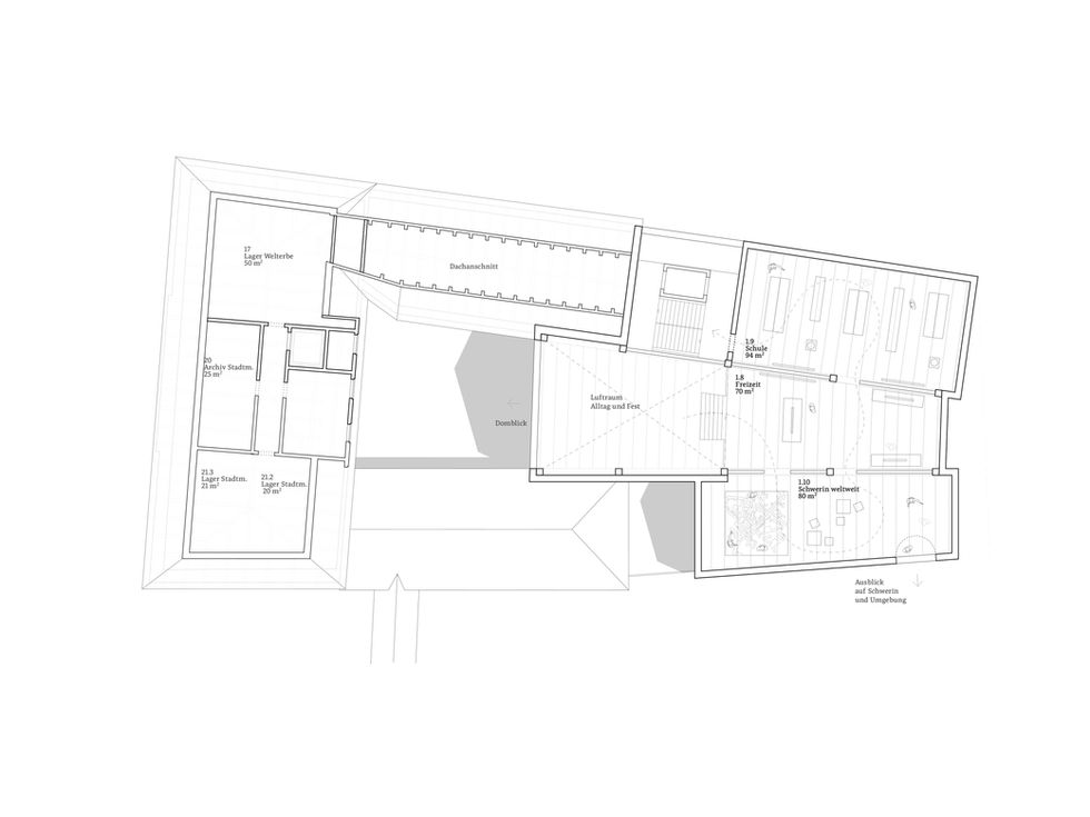 Stadtgeschichts Museum Schwerin, Grundriss 3. Obergeschoss